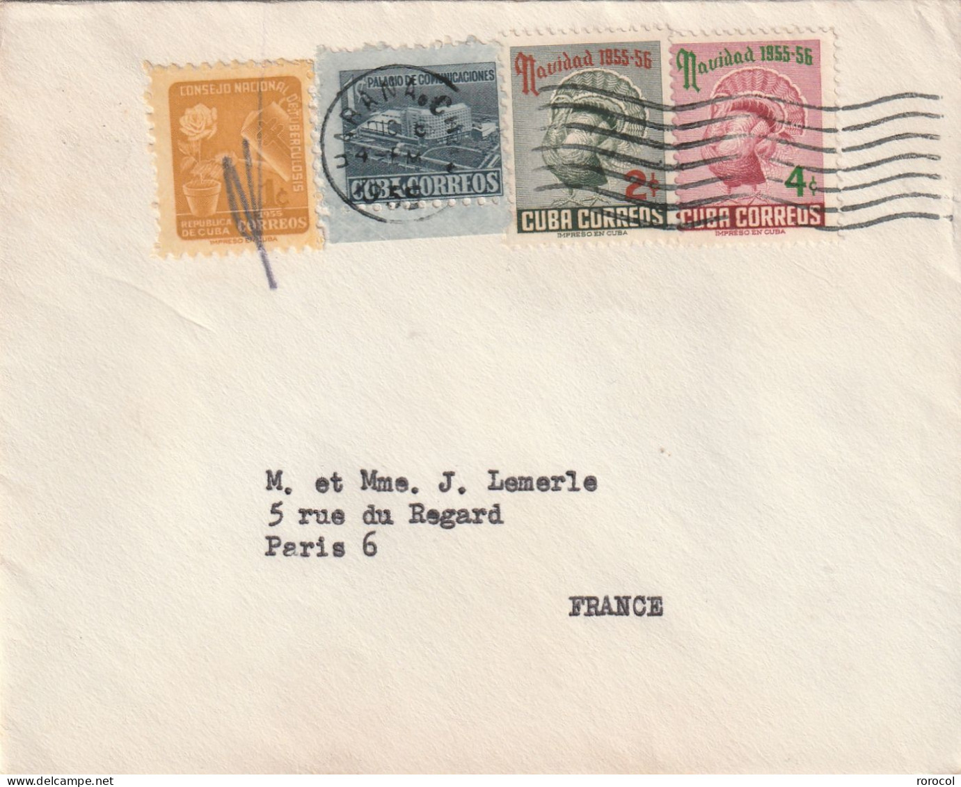 CUBA 4 Lettres Années 50 Pour La France Affranchissements Divers - Cartas & Documentos