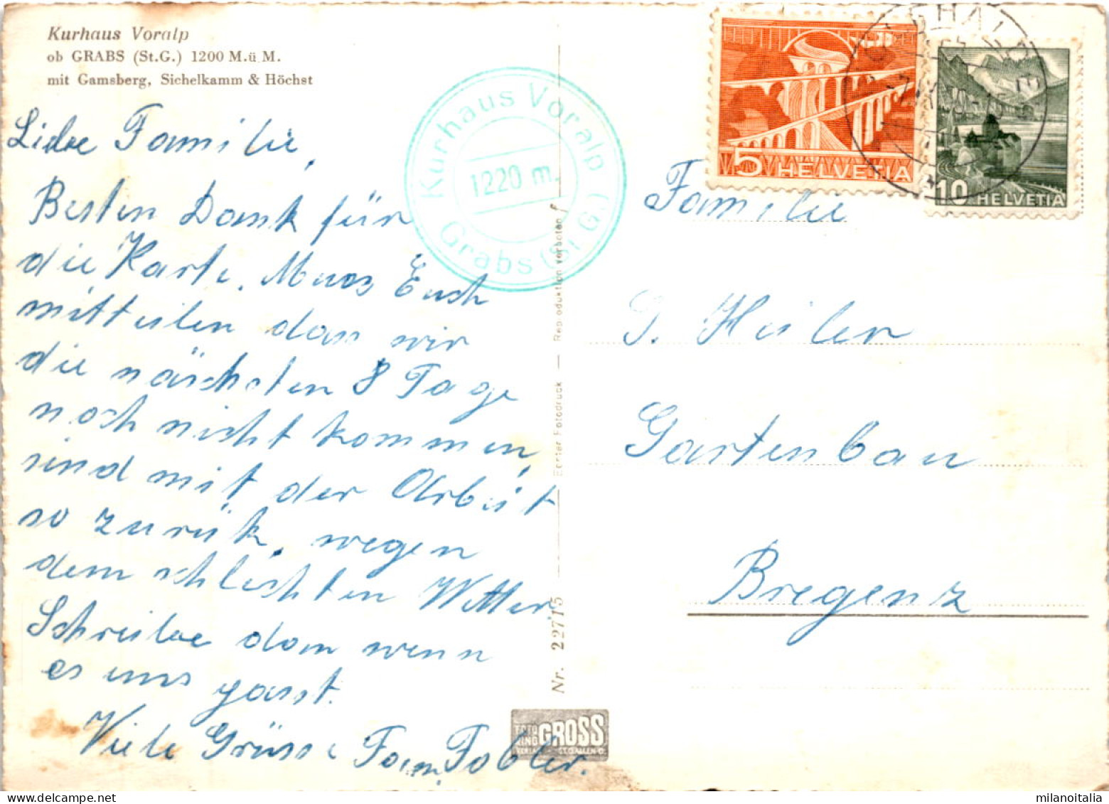 Kurhaus Voralp Ob Grabs (St. G.) (22715) * 7. 9. 1959 - Grabs