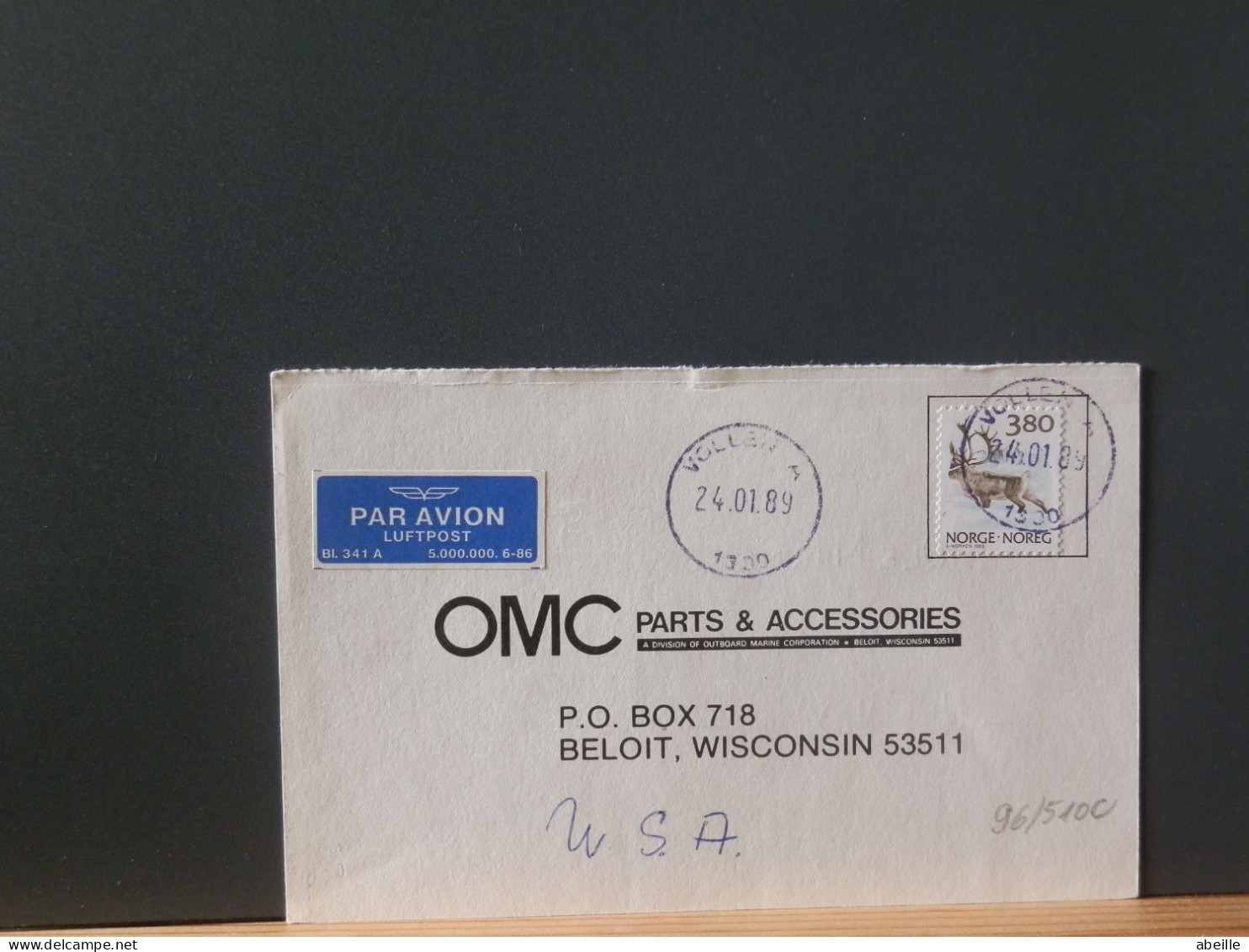 96/510C  CP NORGE  1989   QUIK BUY 1 EURO - Cartas & Documentos