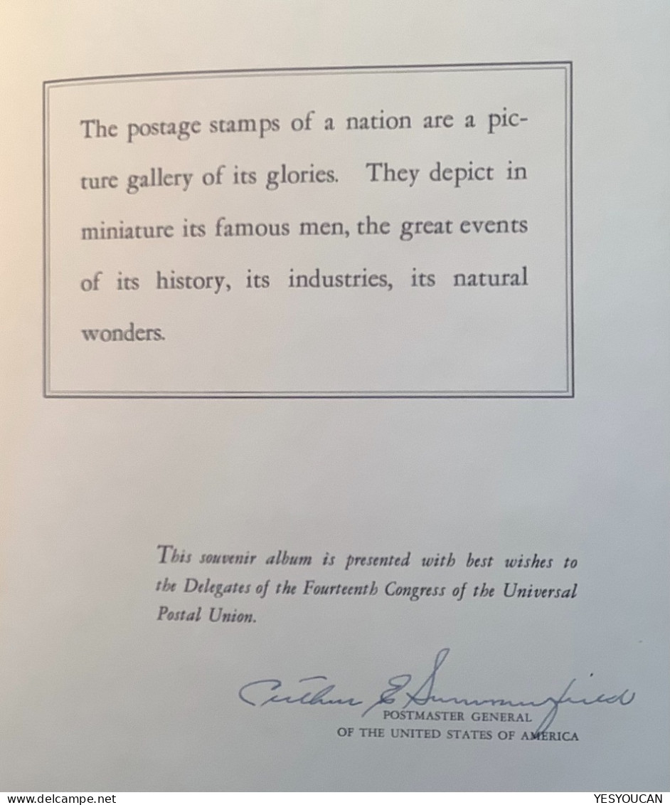 USA RARE OFFICIAL ALBUM 14.UPU CONGRESS 1957OTTAWA CANADA (US Einstein Atomic Energy B.Franklin Wildlife Salmon Children - Ongebruikt