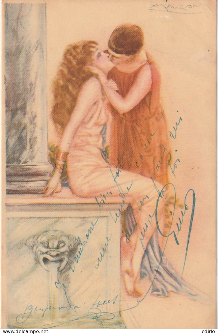 ****   ILLUSTRATEUR  ****  MAUZAN  Couple ART NOUVEAU - Grece Antique érotisme -  --- écrite TB  - Mauzan, L.A.