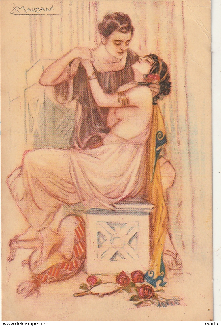 ****   ILLUSTRATEUR  ****  MAUZAN  Couple ART NOUVEAU - Grece Antique érotisme -  --- écrite TB  - Mauzan, L.A.