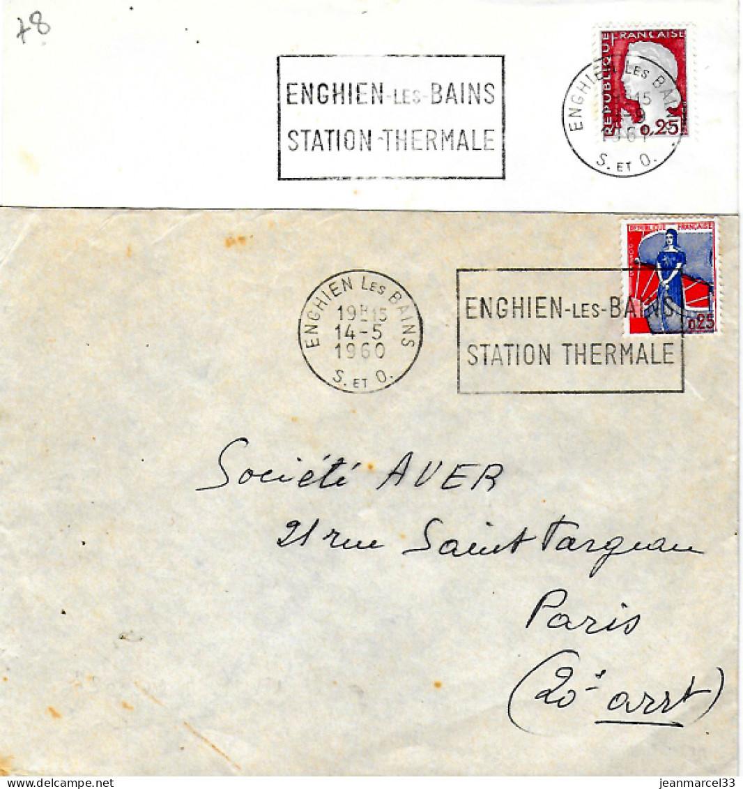 Lettres Thermalisme Flammes O= Et =o  Enghien-les-Bains 1960 Et 1961 - Bäderwesen