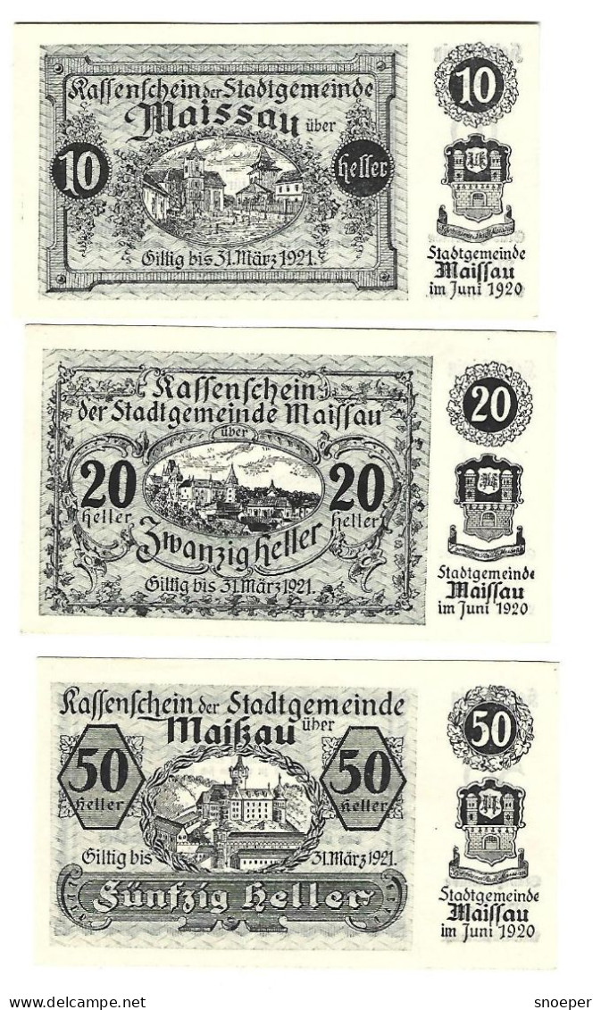 *notgeld   Austria Maissau Serie Compleet 573/1d Cat Val 3 ,00 Euro - Autriche