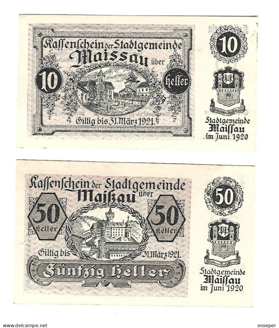 *notgeld   Austria Maissau 10+50 Heller  573/1g  Cat Val 2 ,00 Euro - Autriche