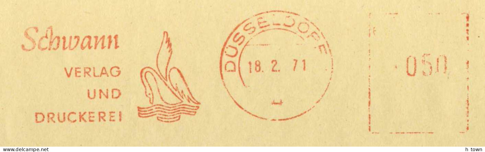 426  Cygne: Ema D'Allemagne, 1971 -  Swan Meter Stamp From Germany. Düsseldorf Schwann Verlag éditeur Publisher - Swans