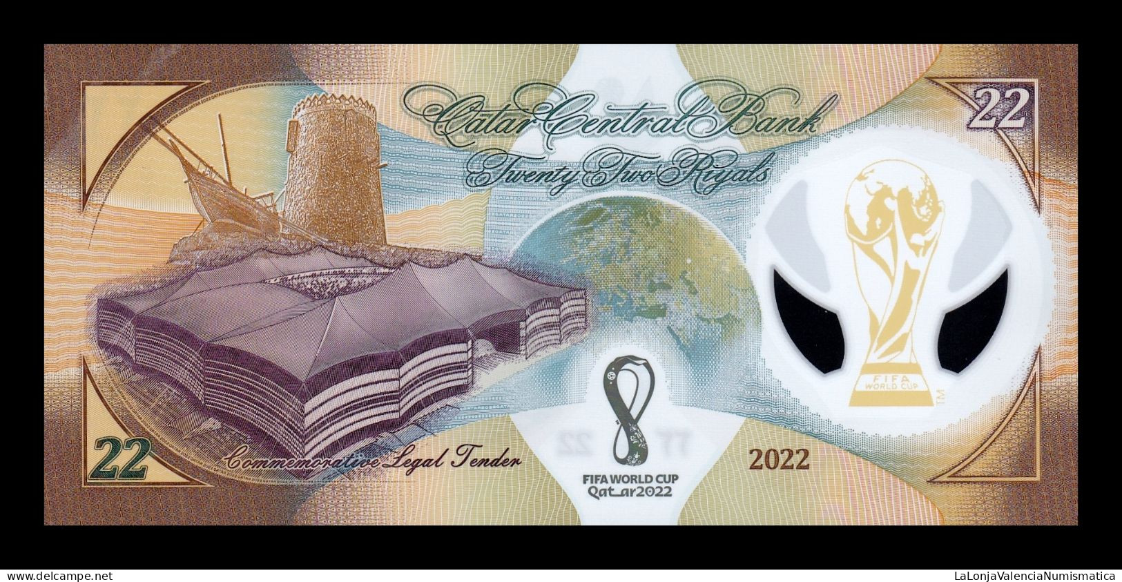 Catar 22 Riyals Commemorative 2022 (2023) Pick New Polymer Sc Unc - Qatar