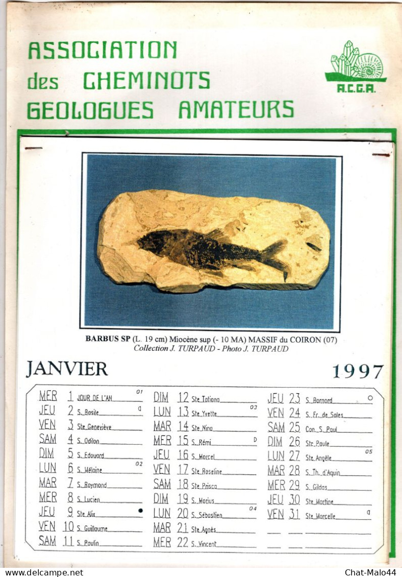 Cheminots Géologues Amateurs. Calendrier Pour L'année 1997. Format A4 Illustré De 12 Photos - Formato Grande : 1991-00