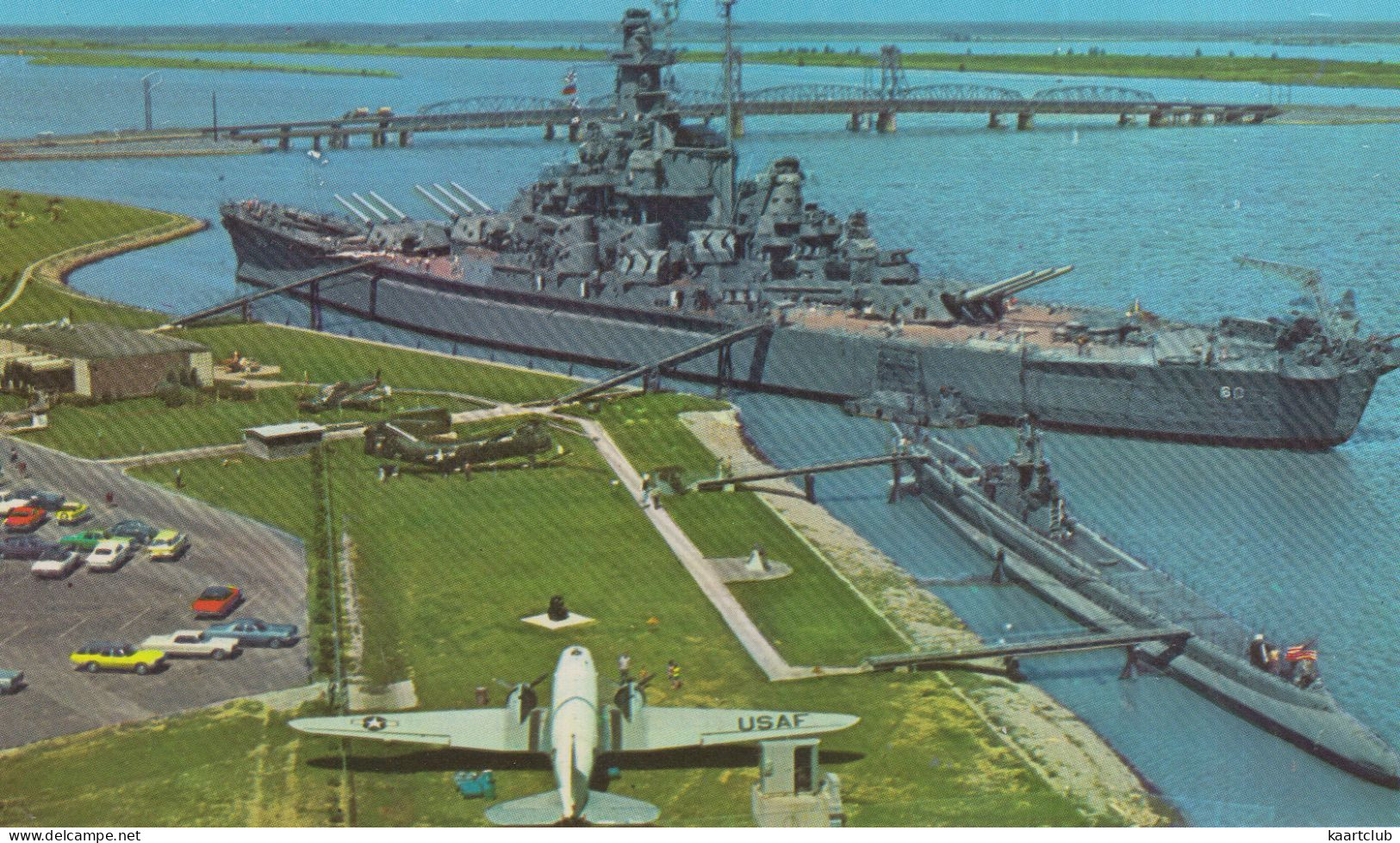 Battleship Park:  U.S.S. Alabama, Air Force USAF C-47, CH-21 B Helicopter And P-51 Fighter, Submarine - (Mobile, USA) - Mobile