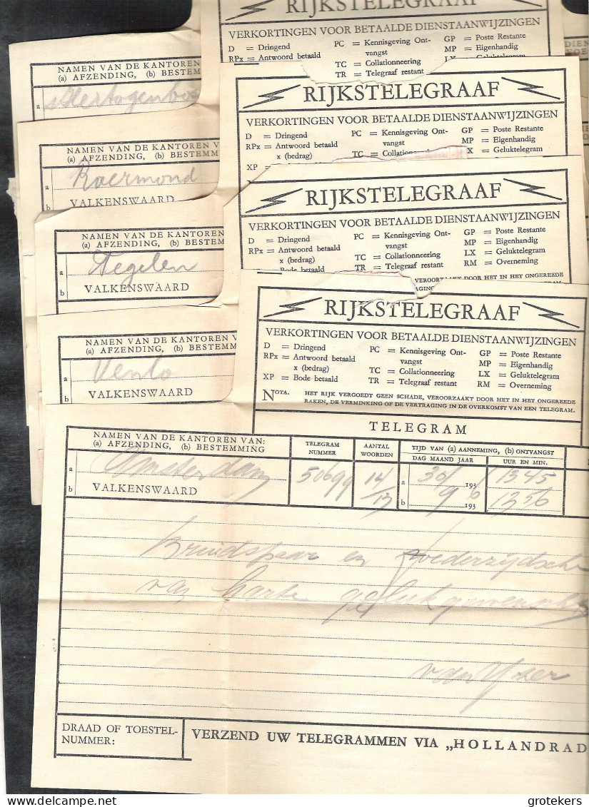 5 TELEGRAMfomulieren Model T17*L509 ‘36 Allen Ontvangen Te Valkenswaard - Telégrafos