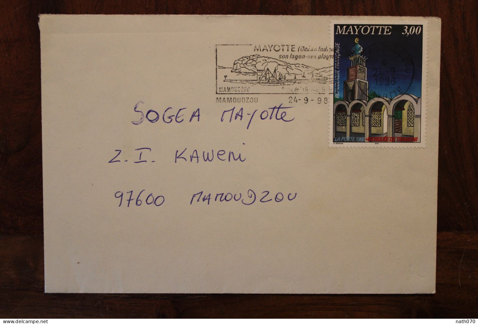 1998 Mayotte Pour France Cover Air Mail Poste Aerienne Par Avion - Lettres & Documents