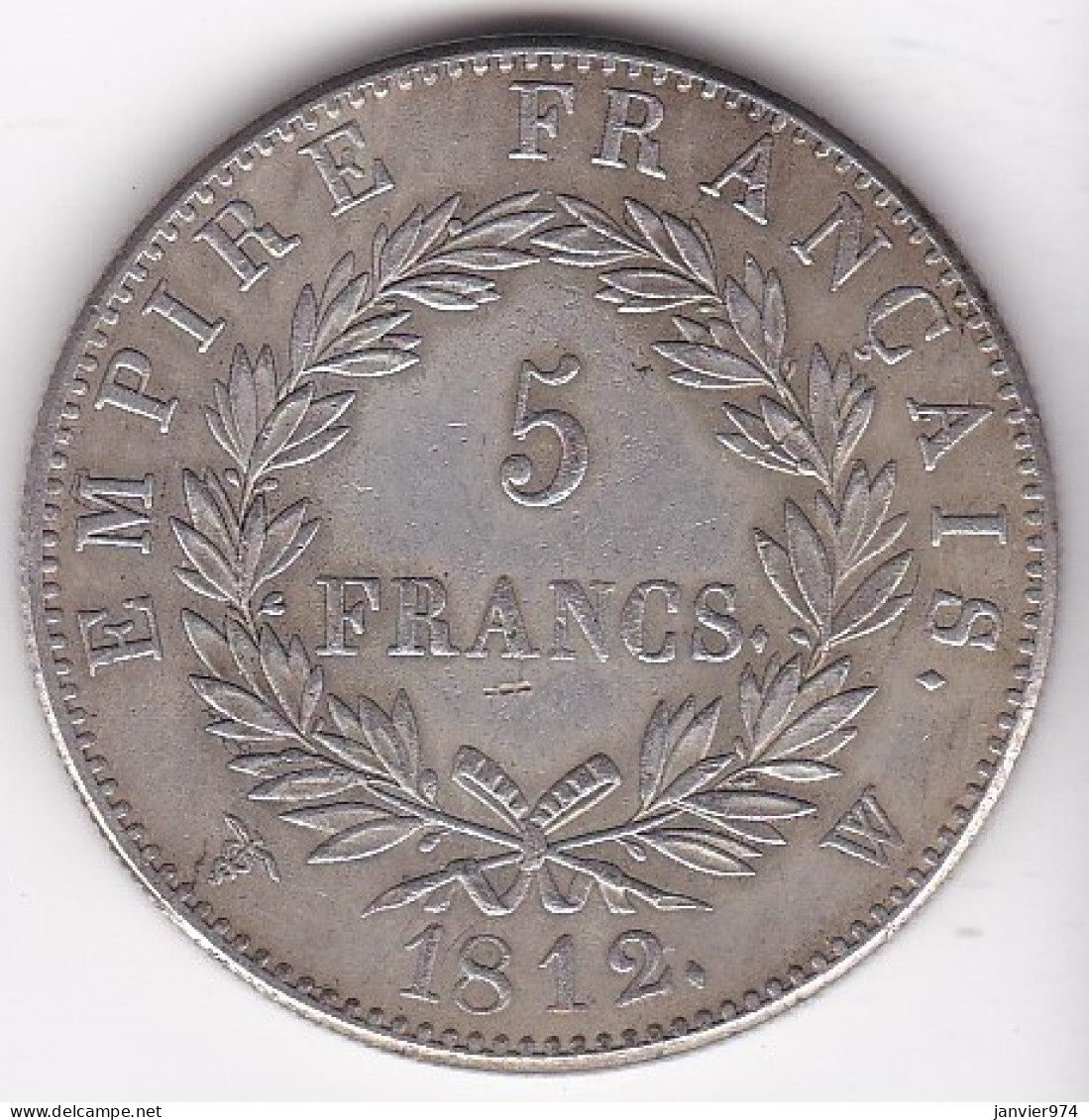 5 Francs 1812 W Lille, Napoleon I , Tranche Striée,  Copie , Fausse - 5 Francs