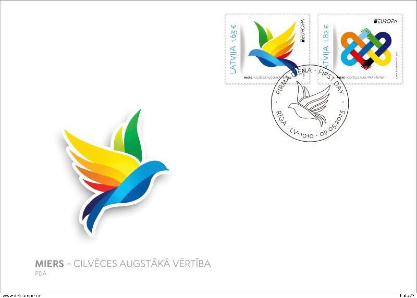 LATVIA 2023 EUROPA CEPT BIRD PEACE AND HUMANITY Stamp Set FDC - 2023