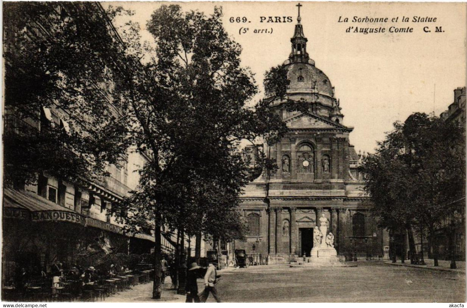 CPA PARIS 5e La Sorbonne Et La Statue DAuguste Comte (535484) - Statues