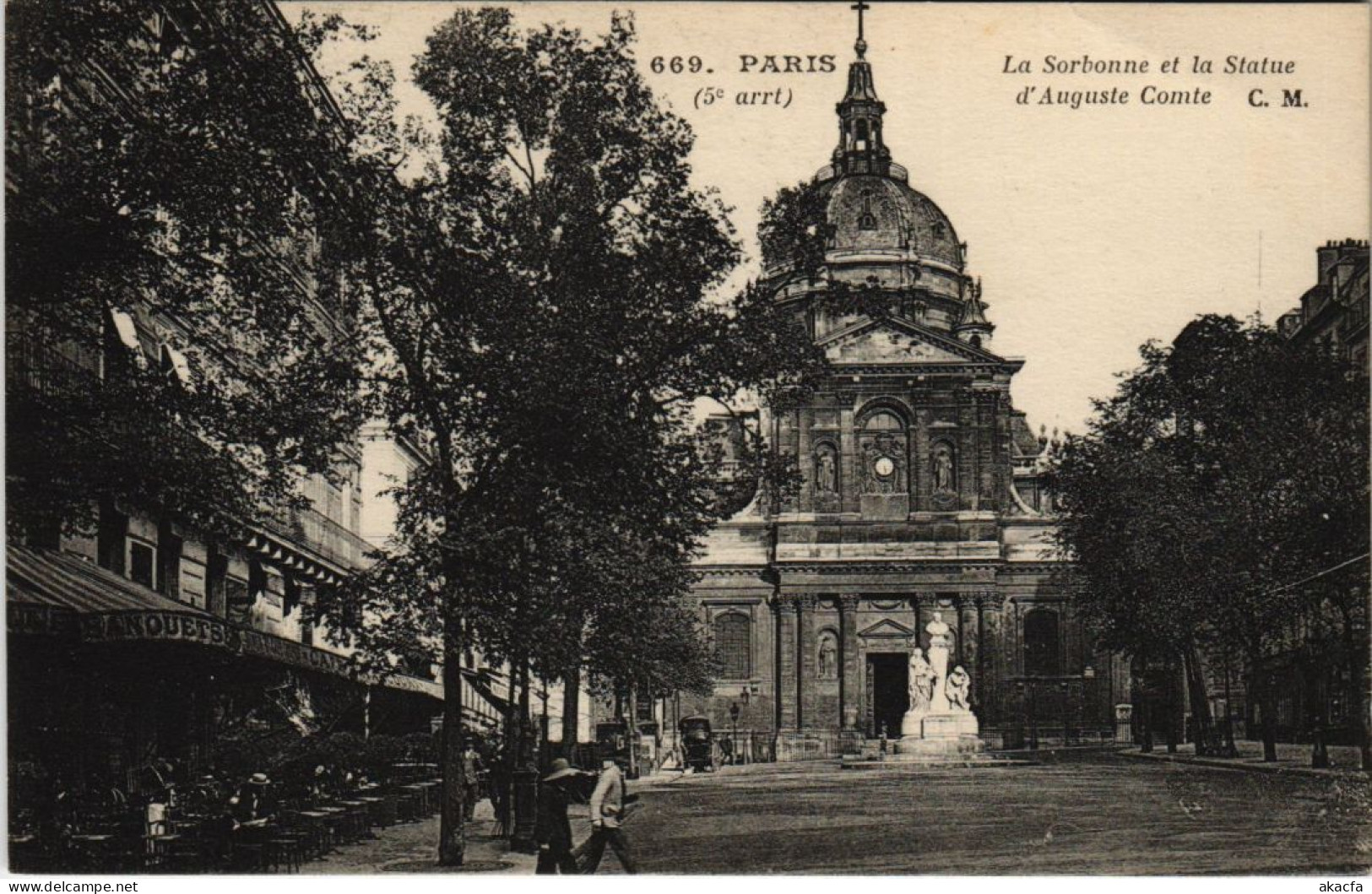 CPA PARIS 5e - La Sorbonne Et La Statue D'Auguste Comte (55100) - Statues