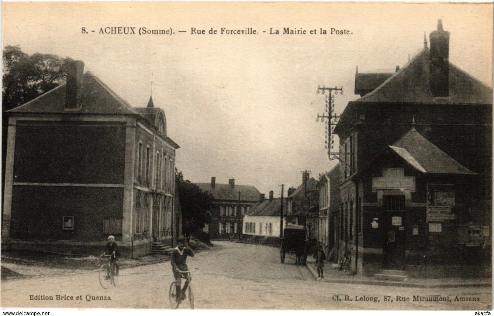 CPA ACHEUX - Rue Forceville - La Mairie Et La Poste (295413) - Acheux En Amienois