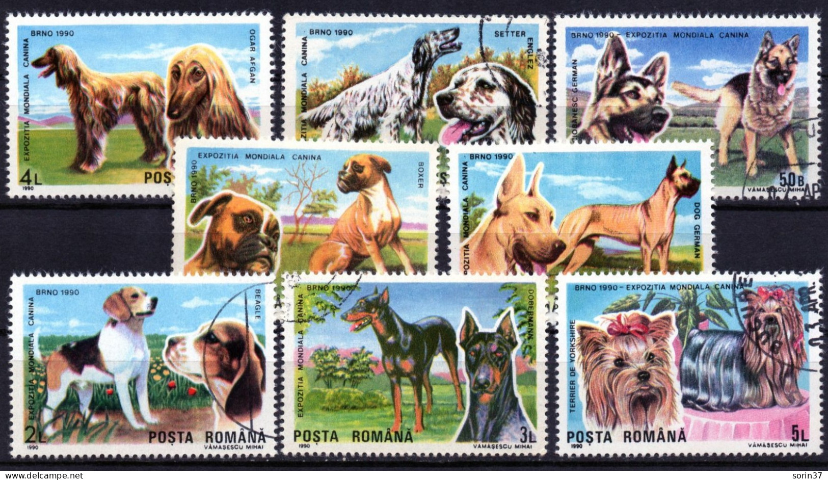 RUMANIA / ROMANIA / ROUMANIE Año 1990 Yvert Nr.3869/76 Usada Perros - Gebraucht
