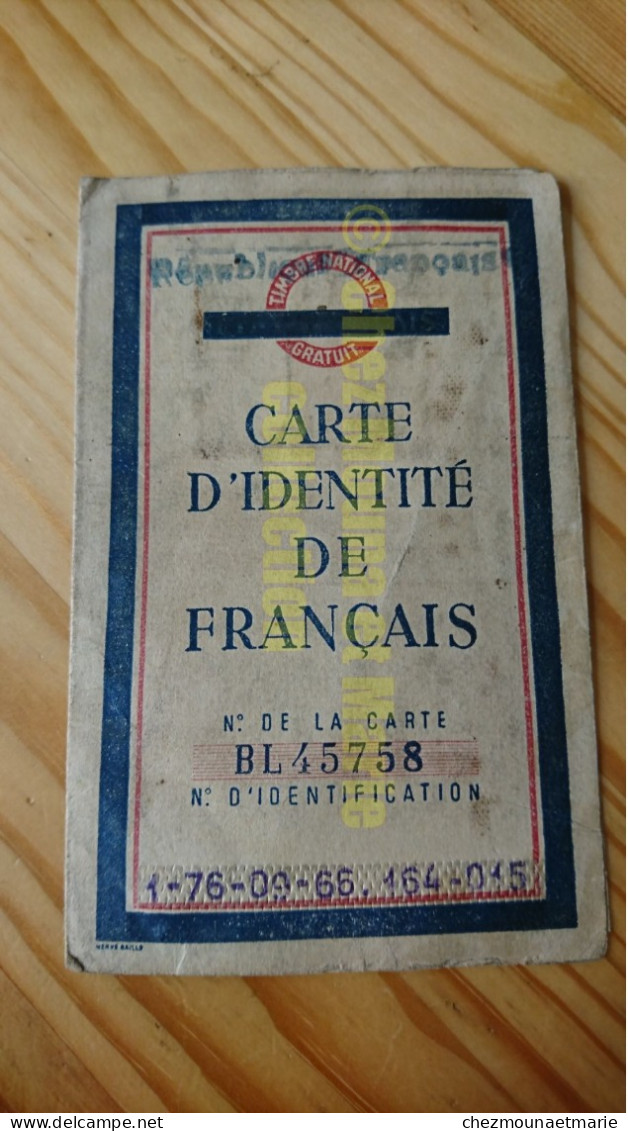 1944 CARTE D IDENTITE MASSON NICOLAS NE A RIVESALTES EN 1876 LOI 27 OCTOBRE 1940 - Documentos Históricos