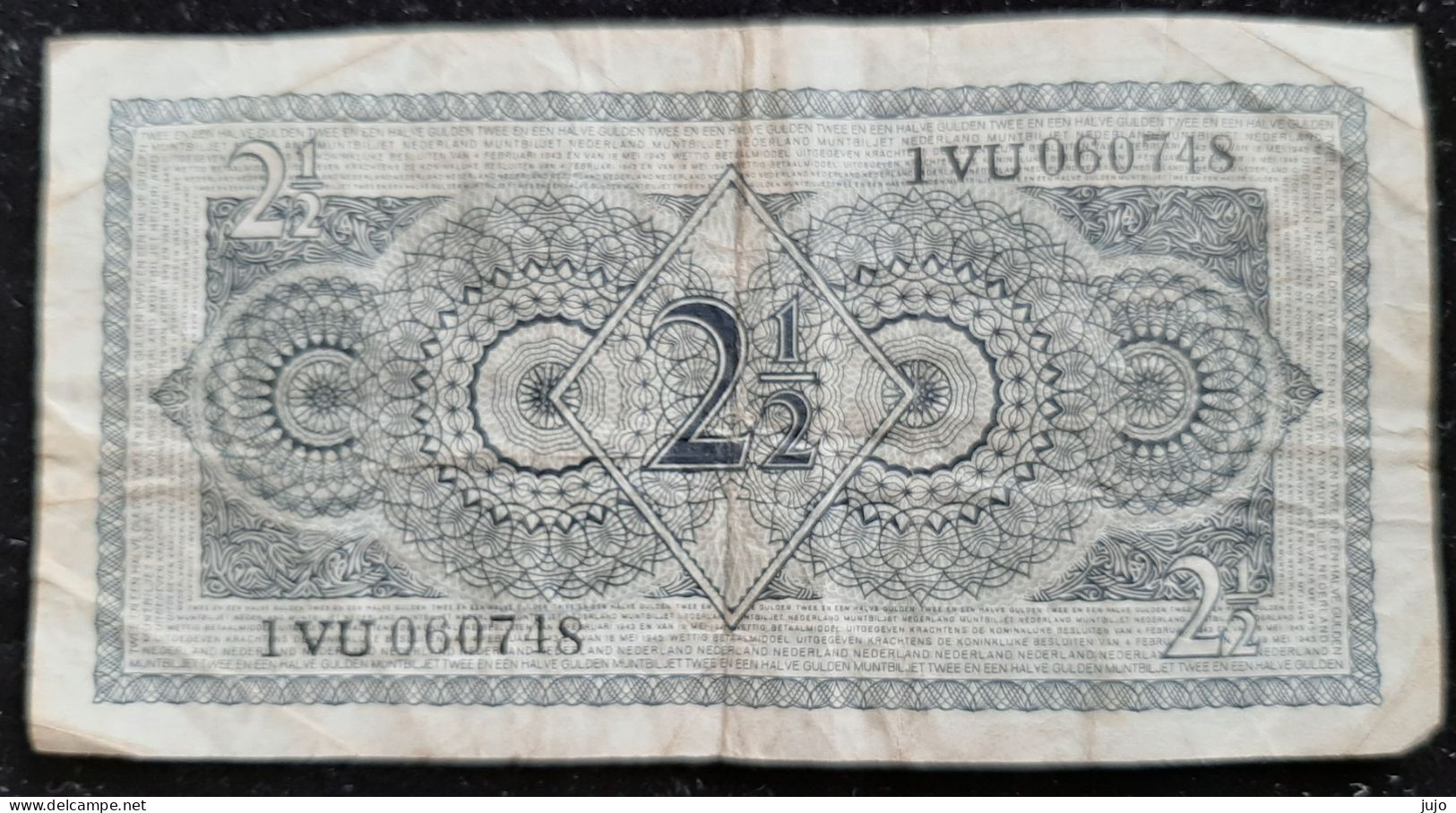 Billets - 1 Billet  Pays Bas , NEDERLAND , MUNTBILJET , 2 1/2 , Twee En Een Halve Gulden , 1949 (I VU 060748) - 2 1/2 Gulden