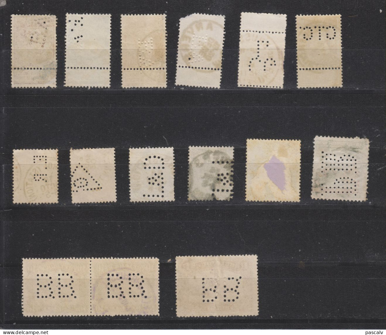 Petit Lot De Timbres Perforés Perfins - 1863-09