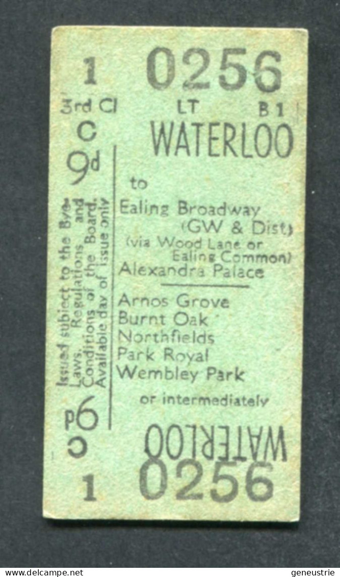 Ticket De Métro De Londres Royaume-Uni 1941 "Waterloo Station" Edmondson Ticket - Europa