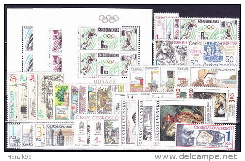 ** Tchécoslovaquie 1988 Mi 2939-82+Bl.74-91 (Yv 2750-66+2752-4 Les Feuilles+BF76A-84) L'année Complete, (MNH) - Full Years