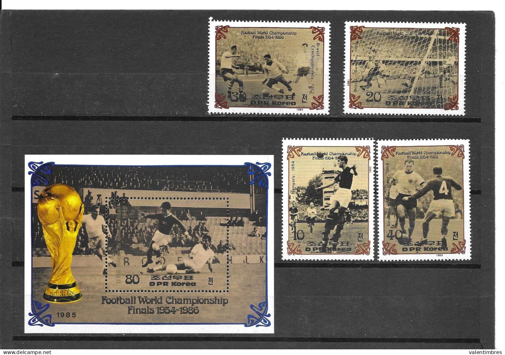 Foot Ball Soccer** MNH Corée Nord  1795/95C + BF 36 B  Coupe  Du Monde Finales 1954-86 - 1954 – Svizzera