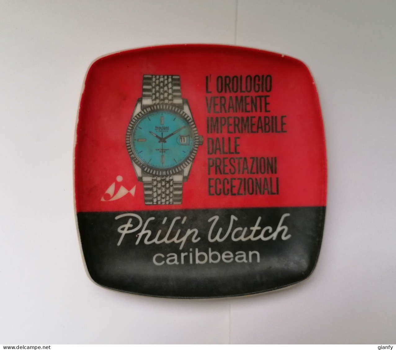 POSACENERE IN MELAMINA PUBBLICITA "PHILIP WATCH CARIBBEAN" DESIGN MEBEL ASHTRAY ADVERTISING - Altri & Non Classificati