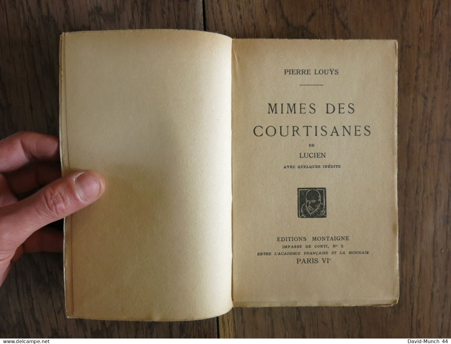 Pierre Louÿs . Mimes Des Courtisanes, De Lucien De Pierre Louÿs. Editions Montaigne. 1927 - Auteurs Français
