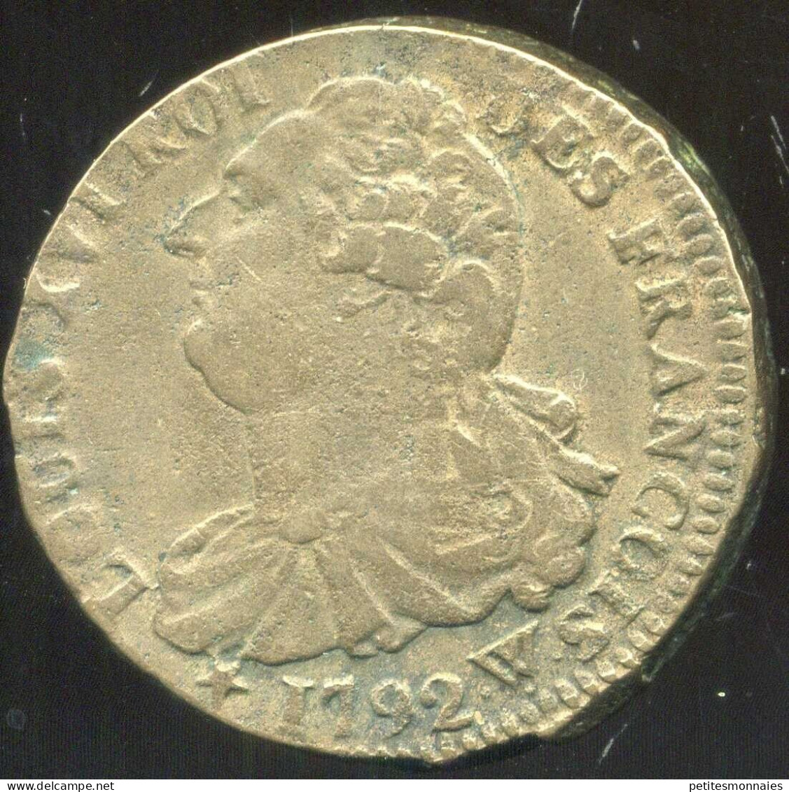 LOUIS XVI 2 Sols 1792 W An 4 ( ARRAS Point Sous Le W ) ( TTB) - 1792-1804 1ère République (An I – An XII)