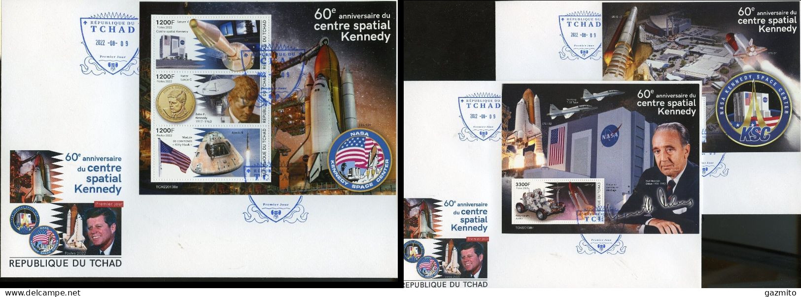 Tchad 2022, Space, Kennedy Space Center, 3val In BF+2BF In 3FDC - Africa