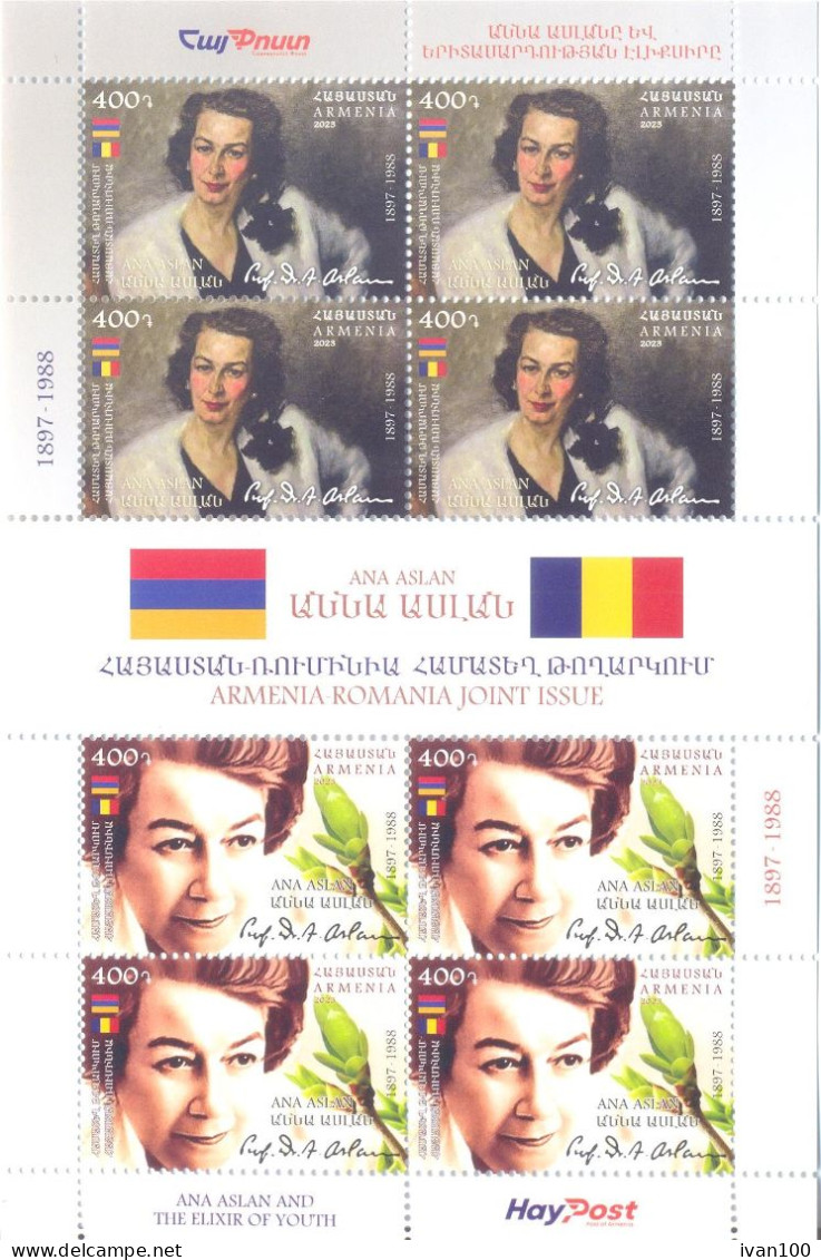 2023. Armenia, Ana Aslan, Doctor, Sheetlet, Joint Issue With Romania,  Mint/** - Armenien