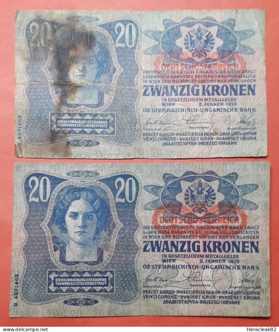 Austria Lot 2 X 20 Kronen 1918 - Autriche