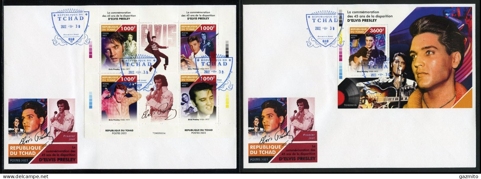 Tchad 2022, Elvis, 4val In BF+BF In 2FDC - Tchad (1960-...)