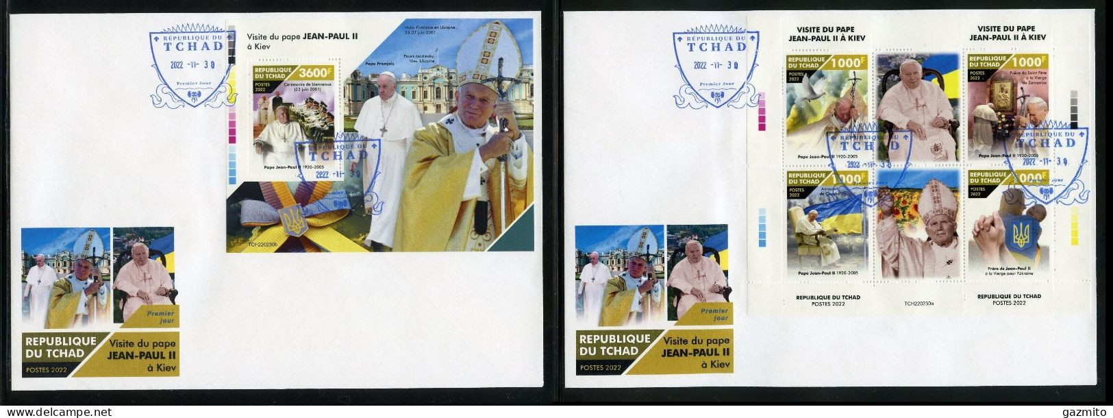 Tchad 2022, Pope J. Paul II, 4val In BF+BF In 2FDC - Tchad (1960-...)