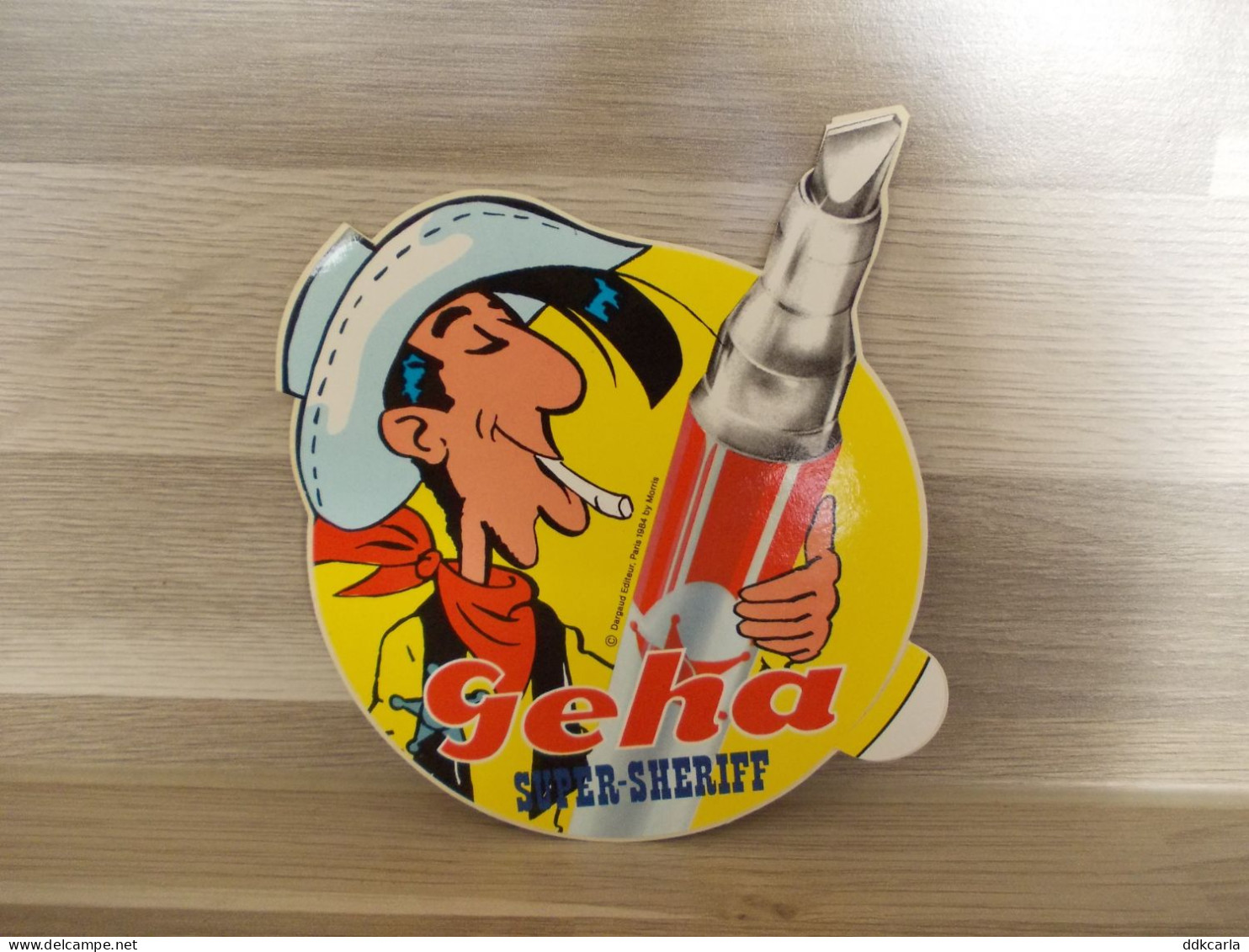 Oude Sticker Van Lucky Luke Reklame Voor Geha - Dargaud Edit. Paris 1984 By Morris - Autocollants