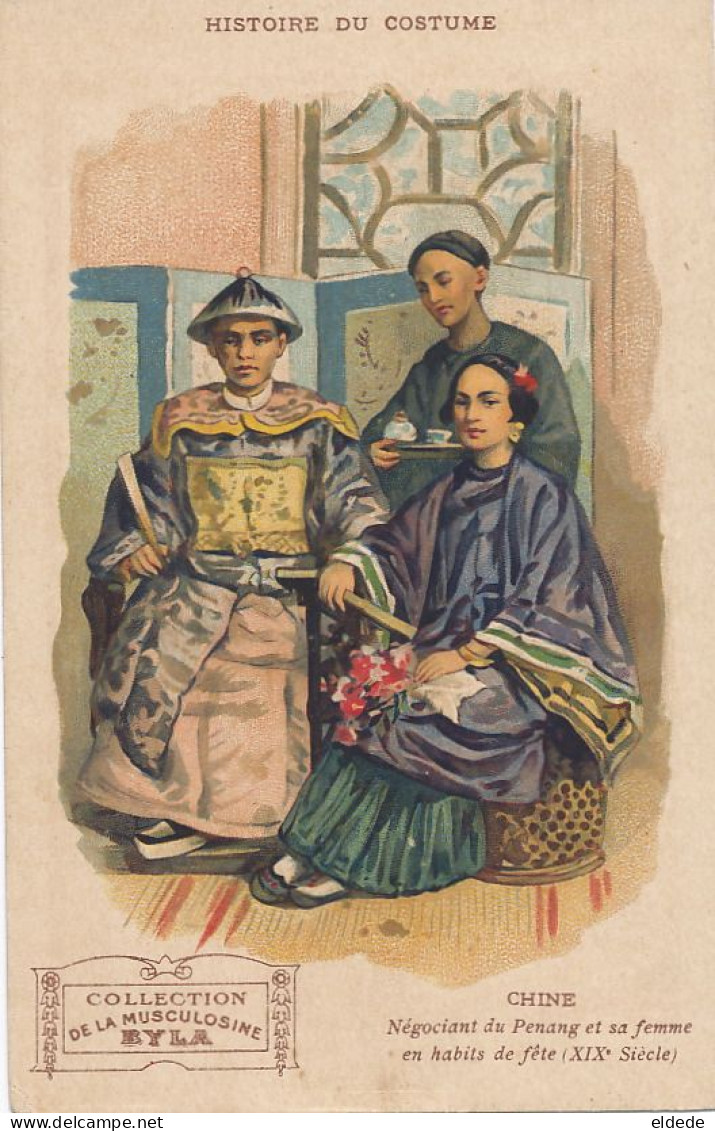 Art Card Ethnic Costume In China Penang Advert Musculosine Byla  Beef Meat Gentilly Tea Fan - Asia