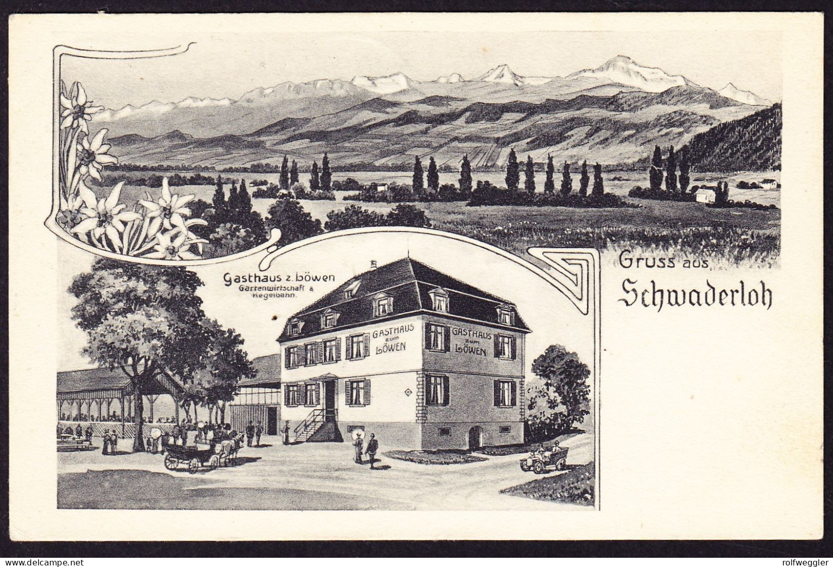 1912 Gelaufene Kunstkarte: Gruss Aus Schwaderloh. Mit Gasthaus Löwen. - Sonstige & Ohne Zuordnung