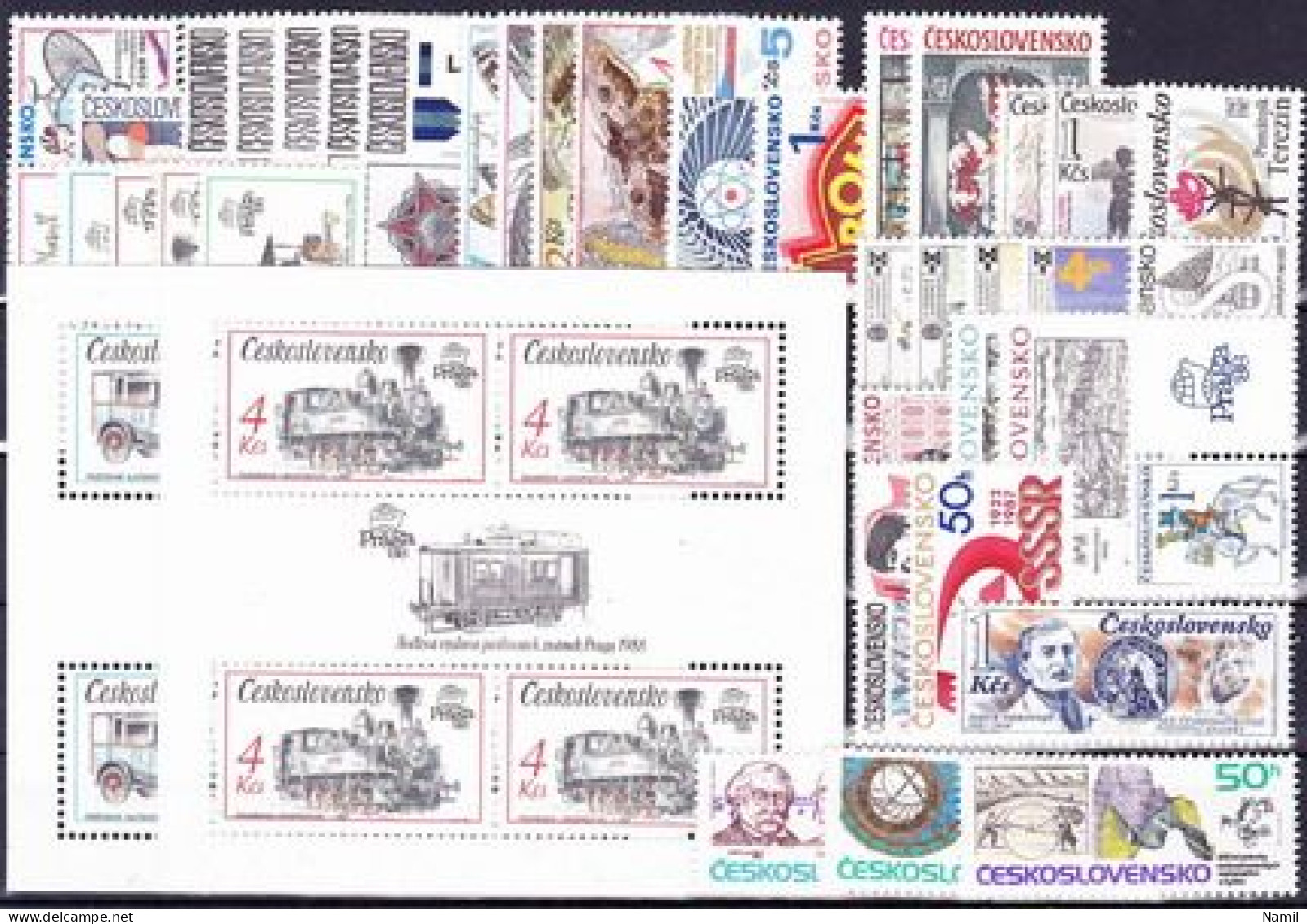 ** Tchécoslovaquie 1987 Mi 2895-2938+Bl.69-73 (Yv 2707-2749+BF), L'année Complete (MNH)** - Komplette Jahrgänge