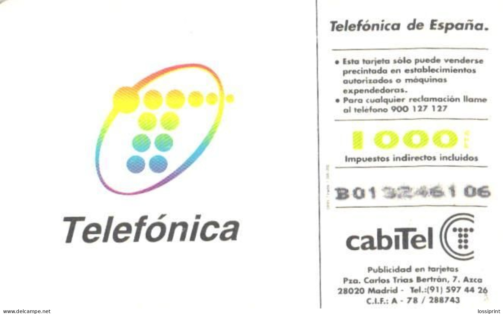 Spain:Used Phonecard, CabiTel, 1000 Pta, Espana 1995 - Other & Unclassified