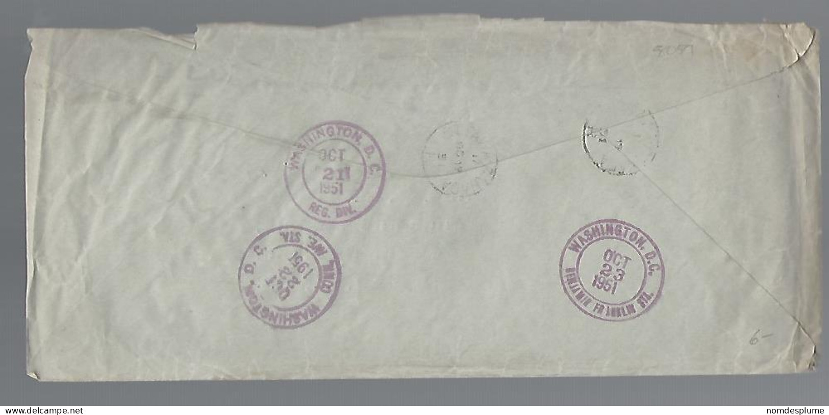 58059) Canada Registered Official O.H.M.S. Ottawa Postmark Cancel 1951 To USA - Recommandés