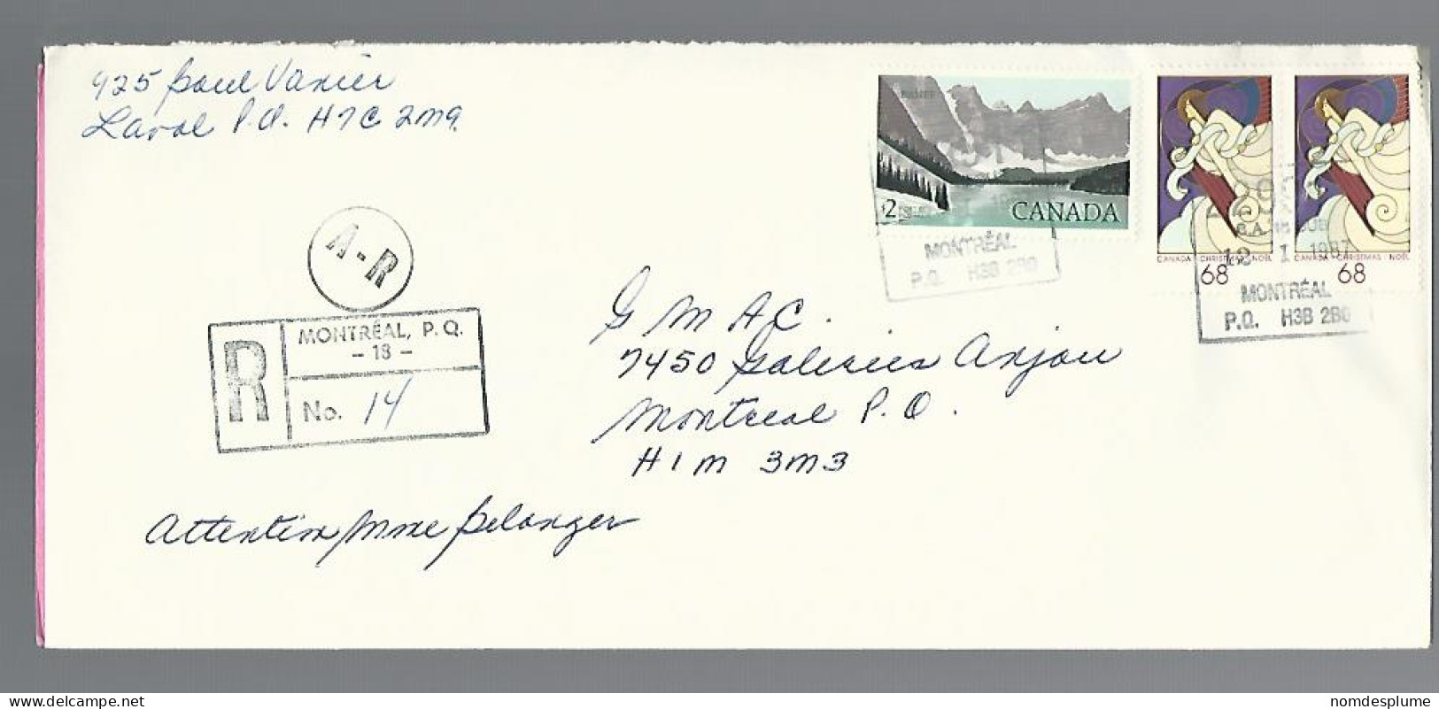 58071) Canada  AR  Registered Montreal Postmark Cancel 1987  - Recommandés