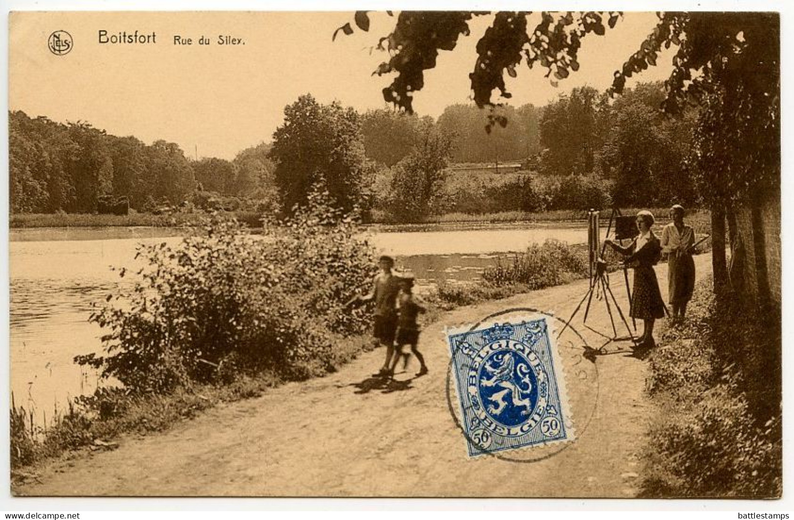 Belgium 1930's Postcard Boitsfort, Rue Du Silex; Scott 207 - 50c. Lion - Watermael-Boitsfort - Watermaal-Bosvoorde