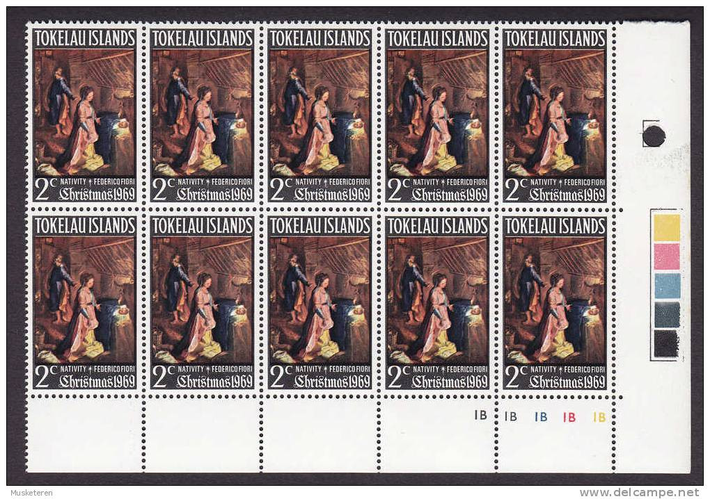 Tokelau 1969 Mi. 13, 2c. Weihnachten Christmas Jul Noel Navidad Federico Fiori : Birth Of Christ 10-Block MNH** - Tokelau