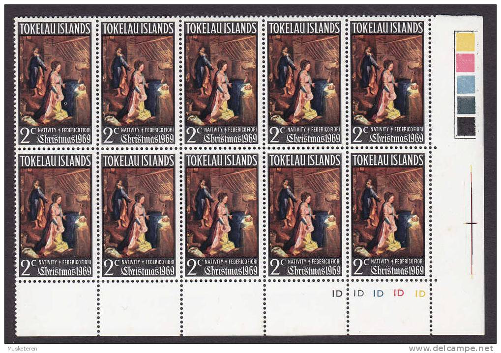 Tokelau 1969 Mi. 13, 2c. Weihnachten Christmas Jul Noel Navidad Federico Fiori : Birth Of Christ 10-Block MNH** - Tokelau