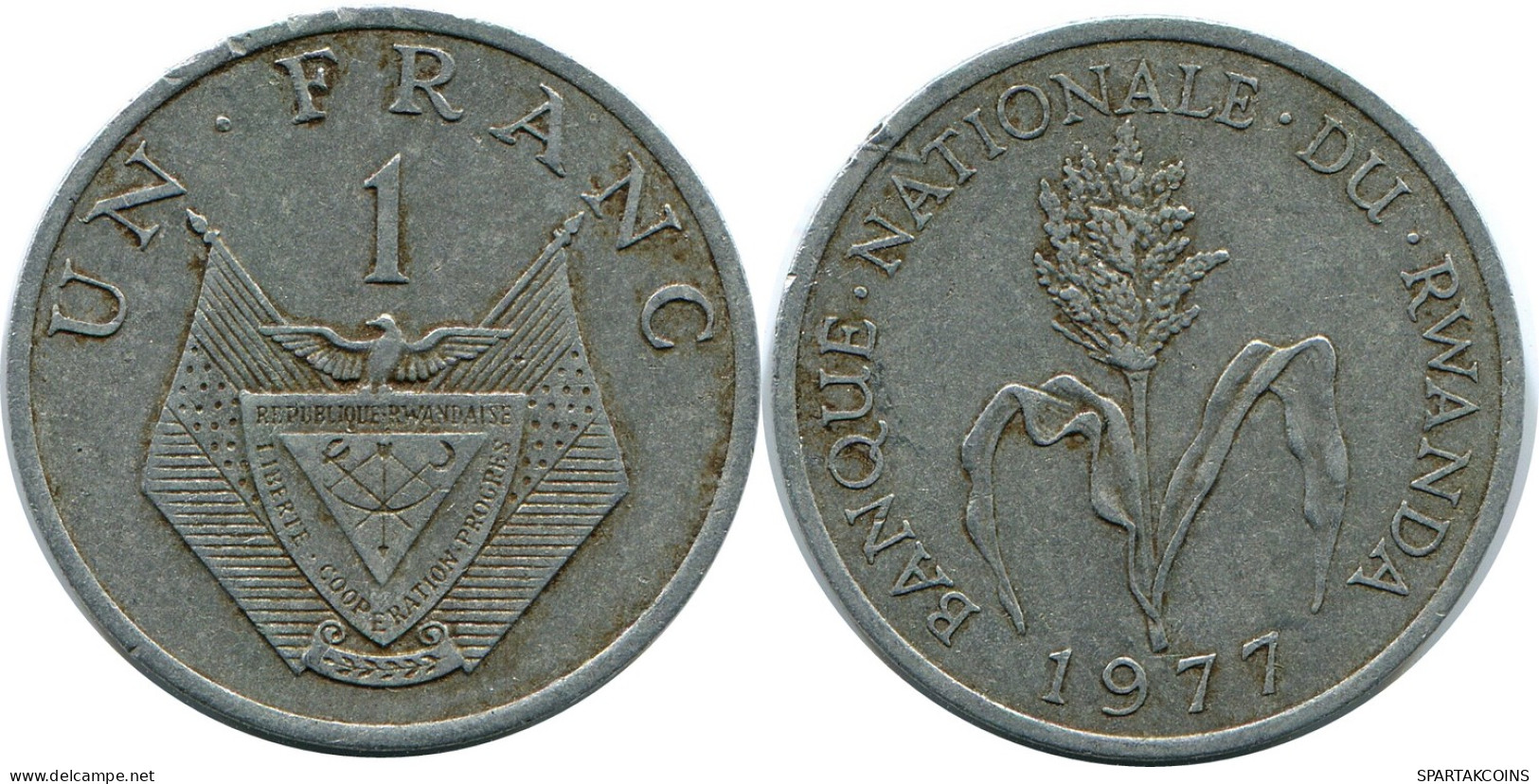 1 FRANC 1977 RWANDA (RUANDA) Moneda #AP923.E - Rwanda