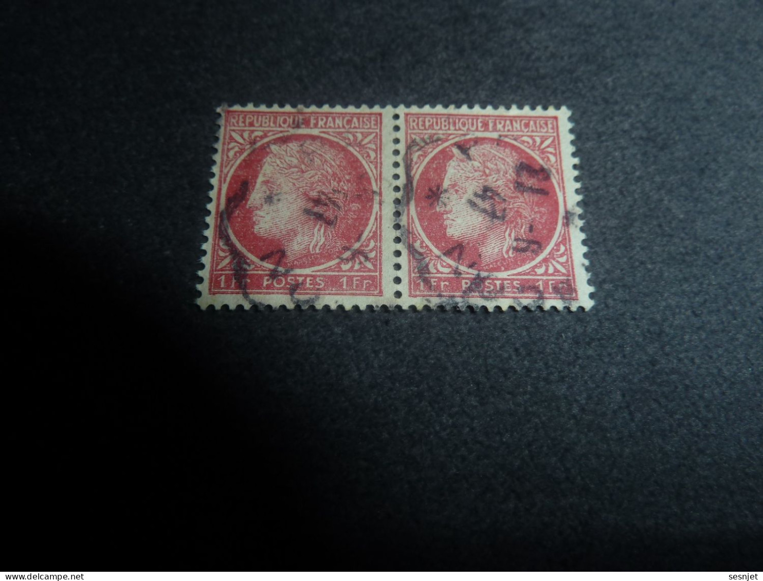 Cérès De Mazelin - 1f. - Yt 676 - Rose-rouge - Double Oblitérés - Année 1945 - - 1945-47 Ceres Of Mazelin