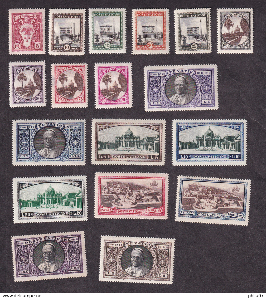 Vatican - Complete Serie 1933 - Mi.No. 21/38 MH, Stamp 80c Damaged / 2 Scans - Ungebraucht