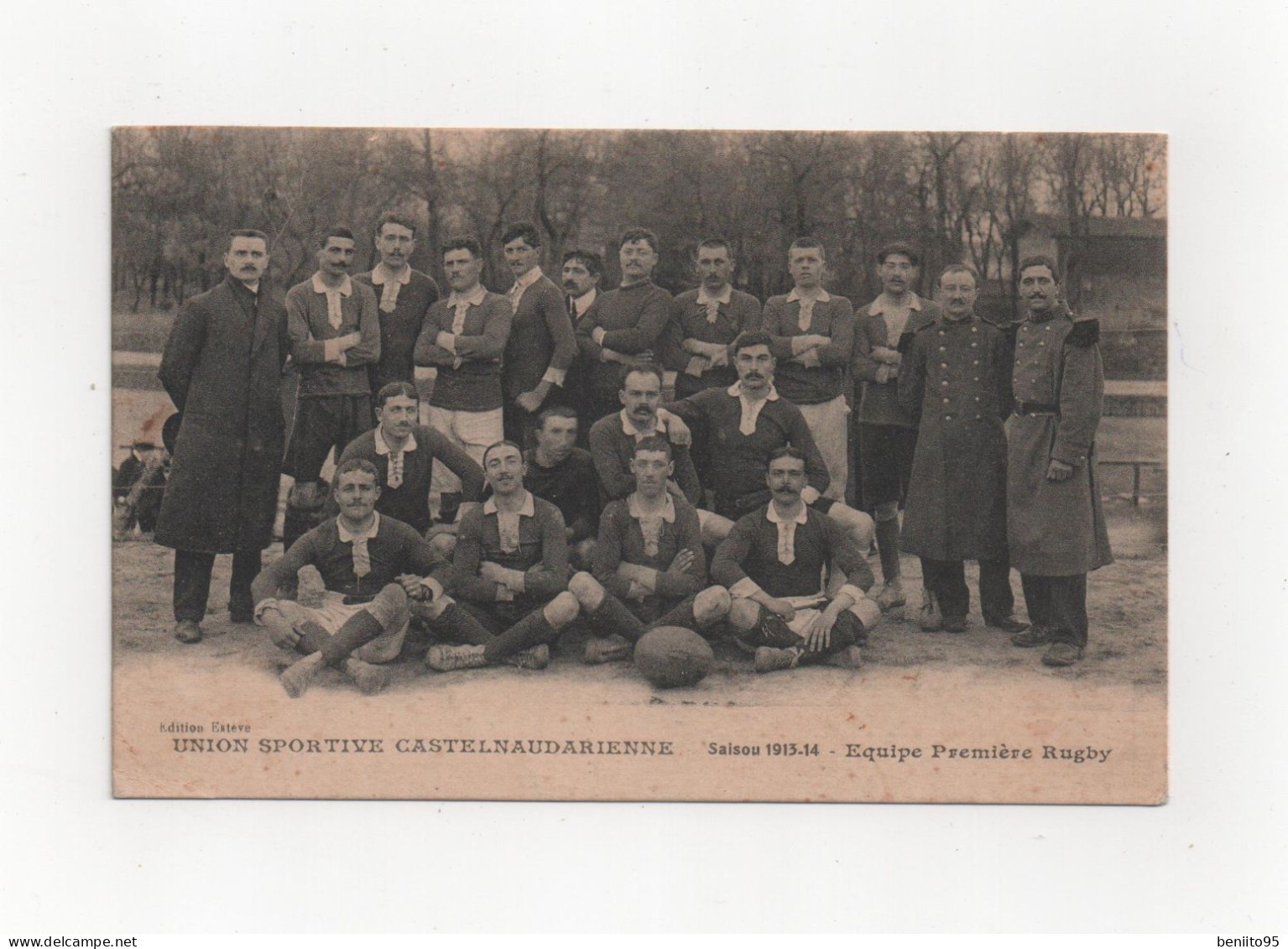 CPA De L'équipe 1ère De Rugby De CASTELNAUDARY 1913-14. - Conques Sur Orbiel