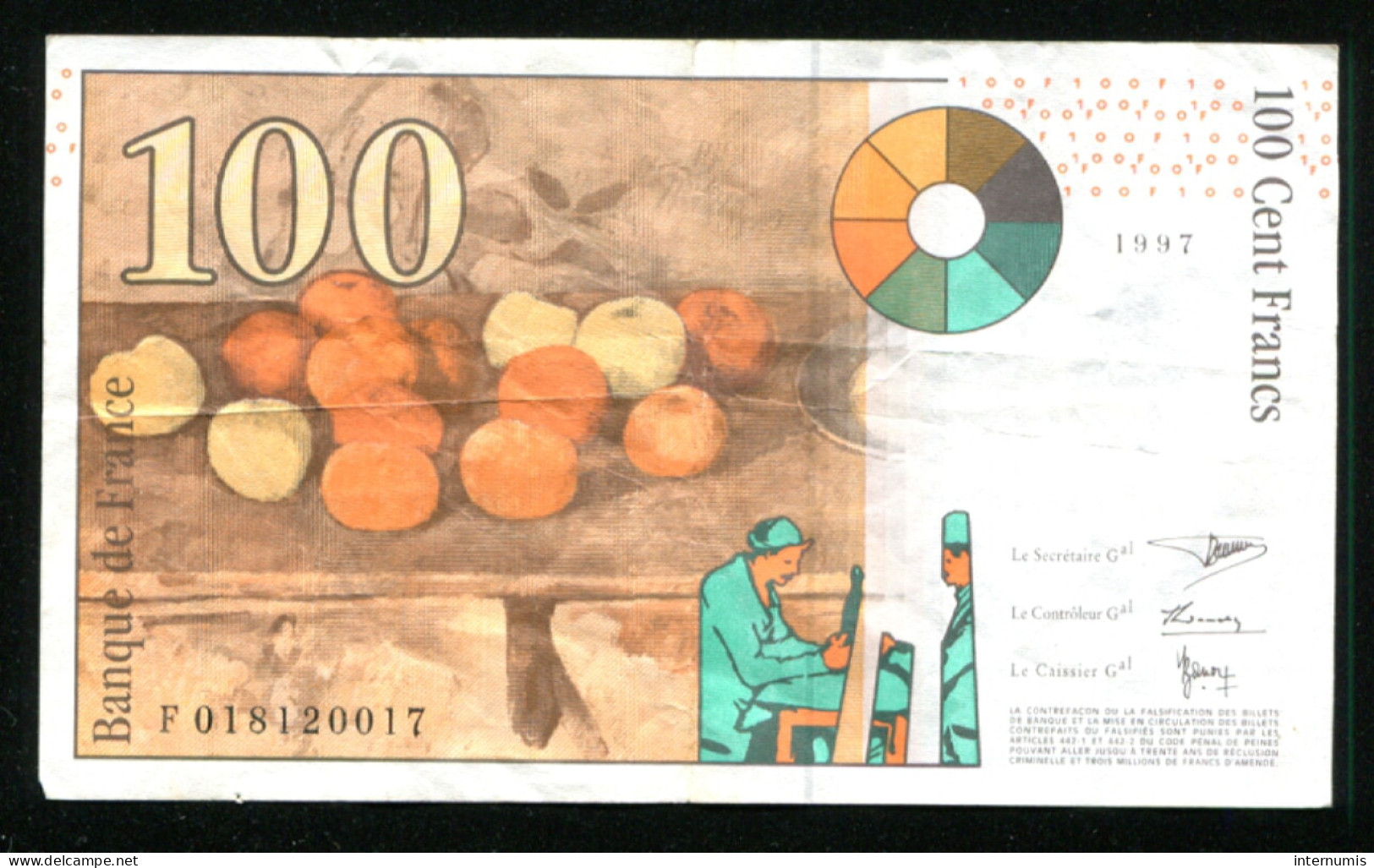 France, 100 Francs, Paul Cézanne, 1997, N° : F018120017, TTB (VF), Pick#158a, F.74.01 - 100 F 1997-1998 ''Cézanne''